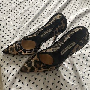 Manolo Blahnik Cheetah Mesh Sequin Heels size 6